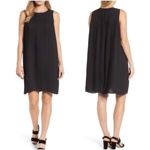 Eileen Fisher Accordian Pleated Sleeveless Shift Dress, Black, Size XS
